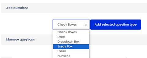 Moodle - Questionnaire - Add Questions - Essay Box